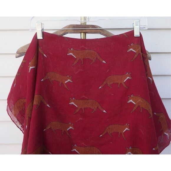 La Soul Burgundy Red Fox Chiffon Scarf - Picture 2 of 5